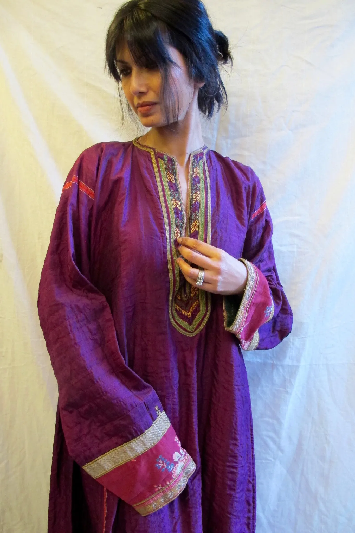 1960-70's Afghani Quilted Dress with Embroidery and Patchwork - SOLD
