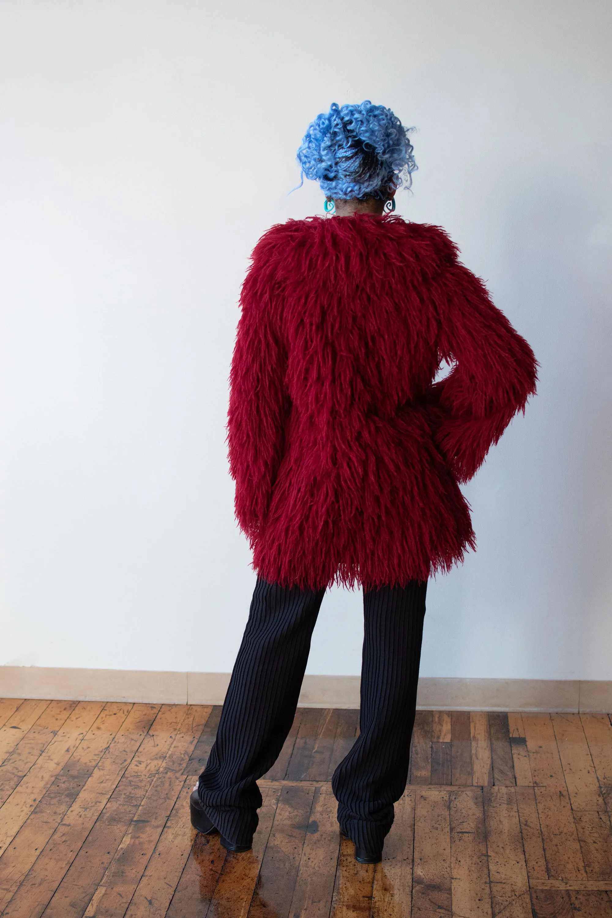 1970s Bordeaux Shag Coat | Young Dimensions