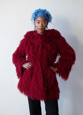 1970s Bordeaux Shag Coat | Young Dimensions