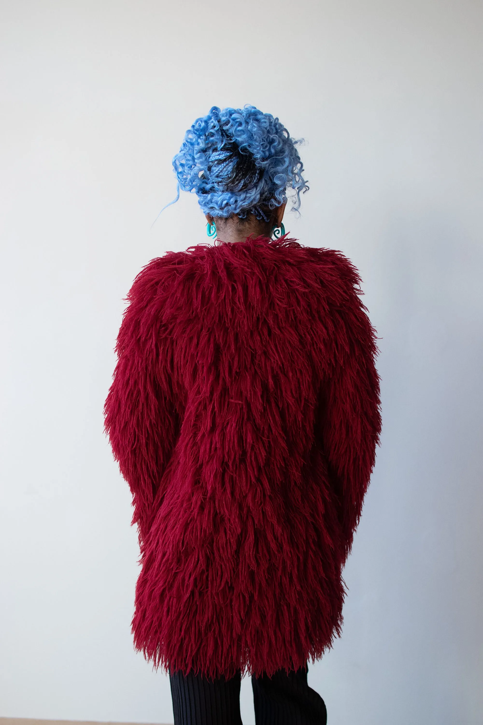 1970s Bordeaux Shag Coat | Young Dimensions