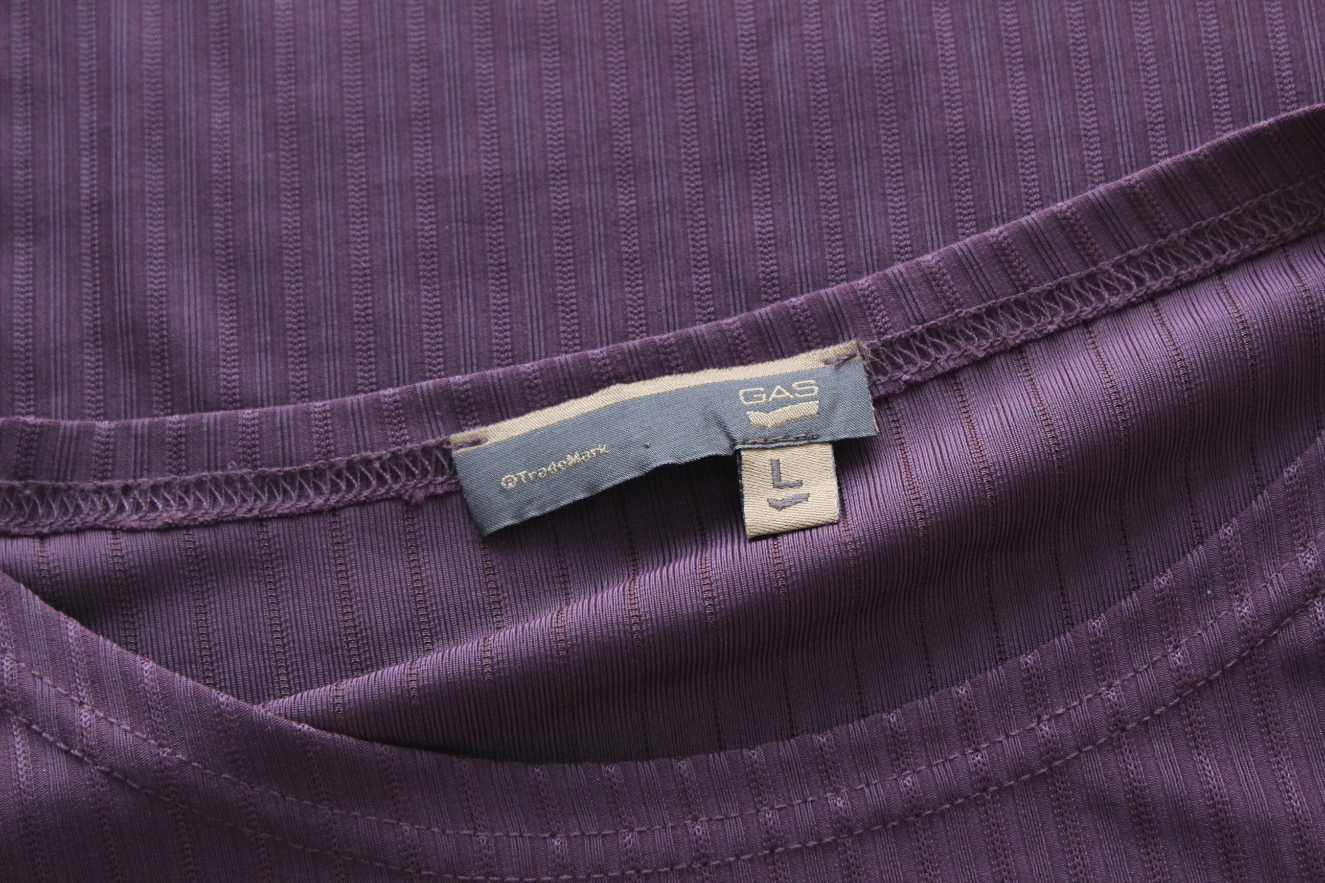 90s Minimal Aubergine Lycra Blend Long Sleeve Top