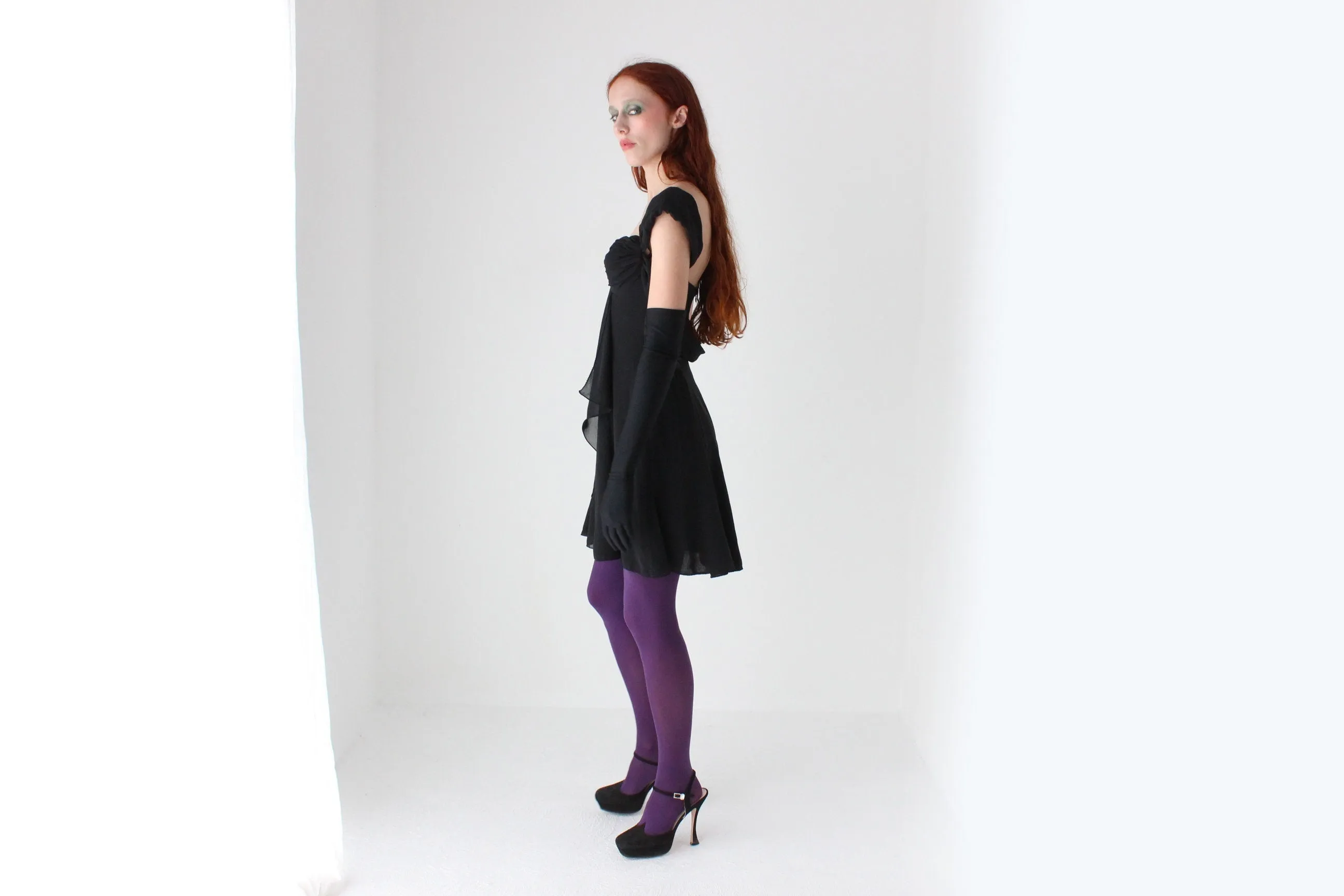 90s Studibaker Hawk Romantic Bustier Dress w/ Cameo Brooch