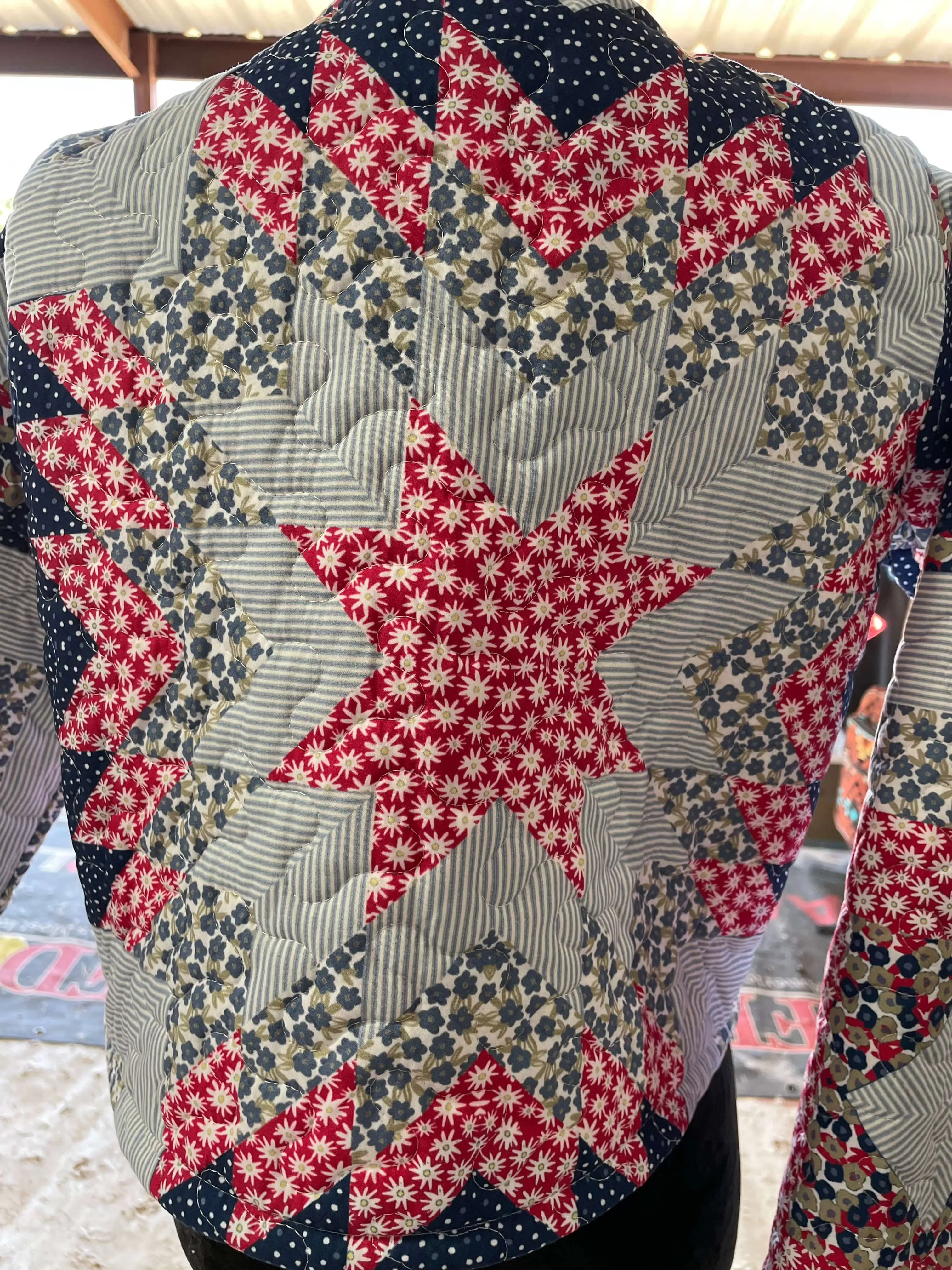 Adeline Patchwork Americana Quilted Cropped Jacket