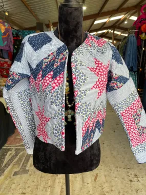 Adeline Patchwork Americana Quilted Cropped Jacket