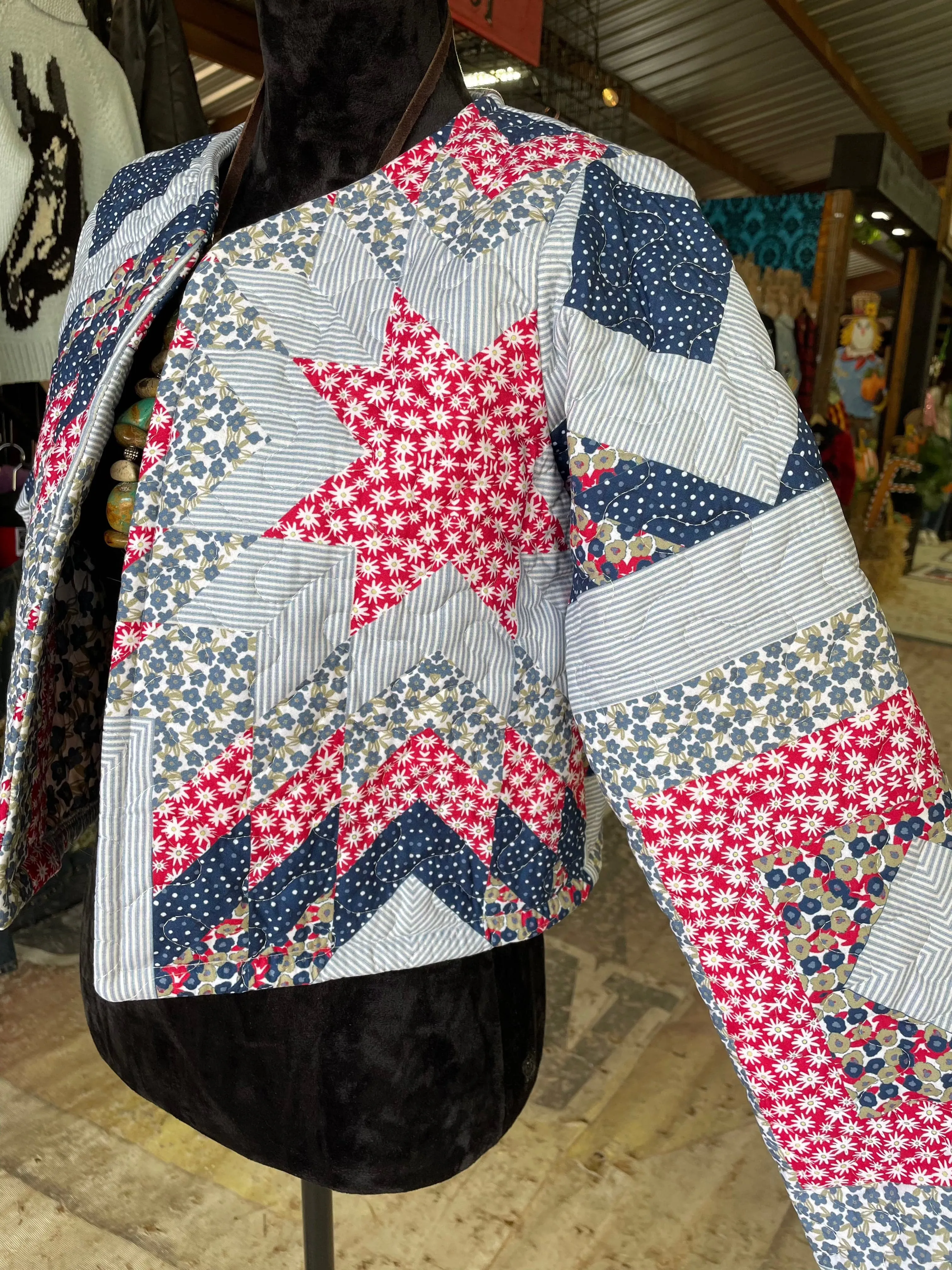 Adeline Patchwork Americana Quilted Cropped Jacket