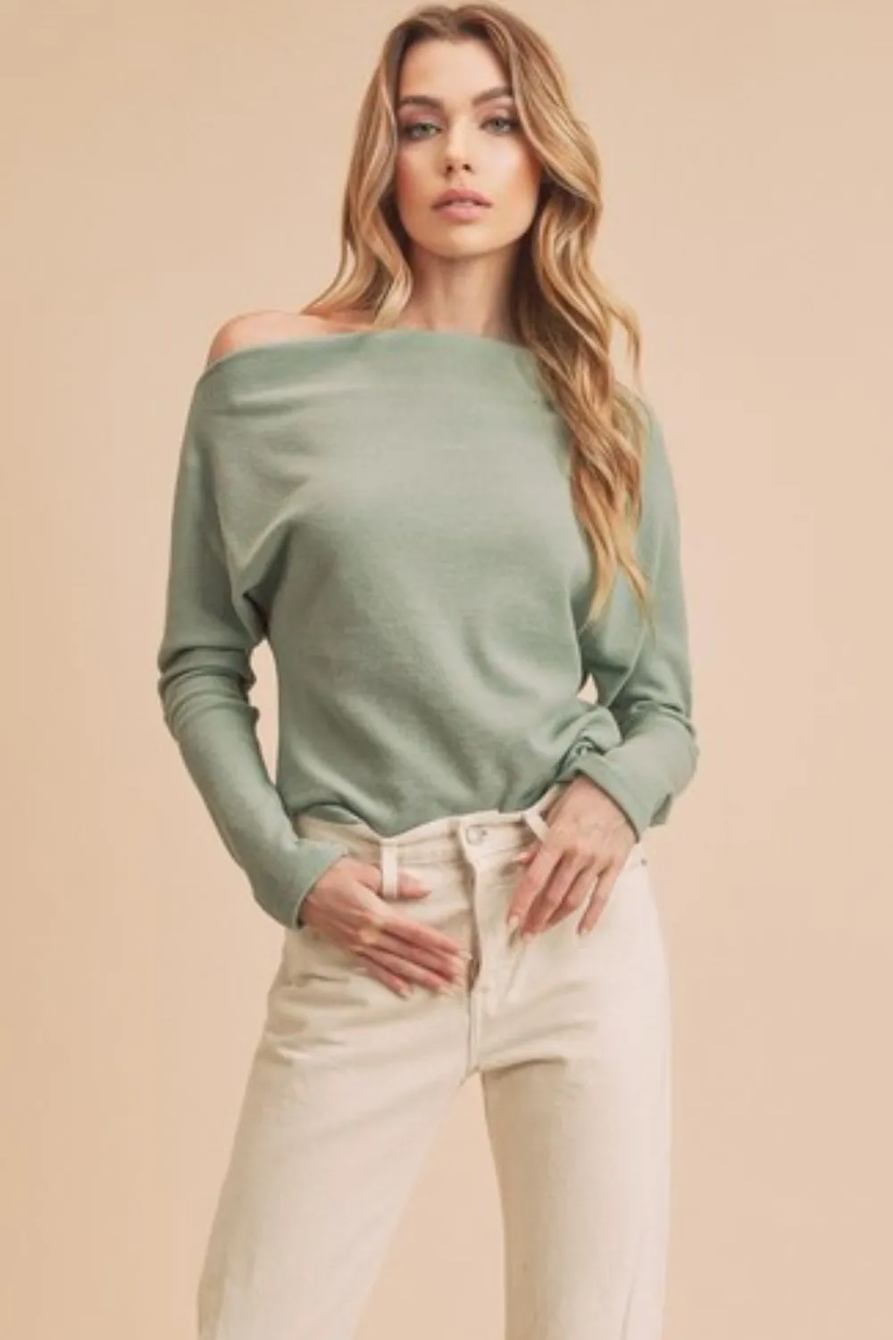Aemi   Co One Shoulder Long Sleeve Knit Top