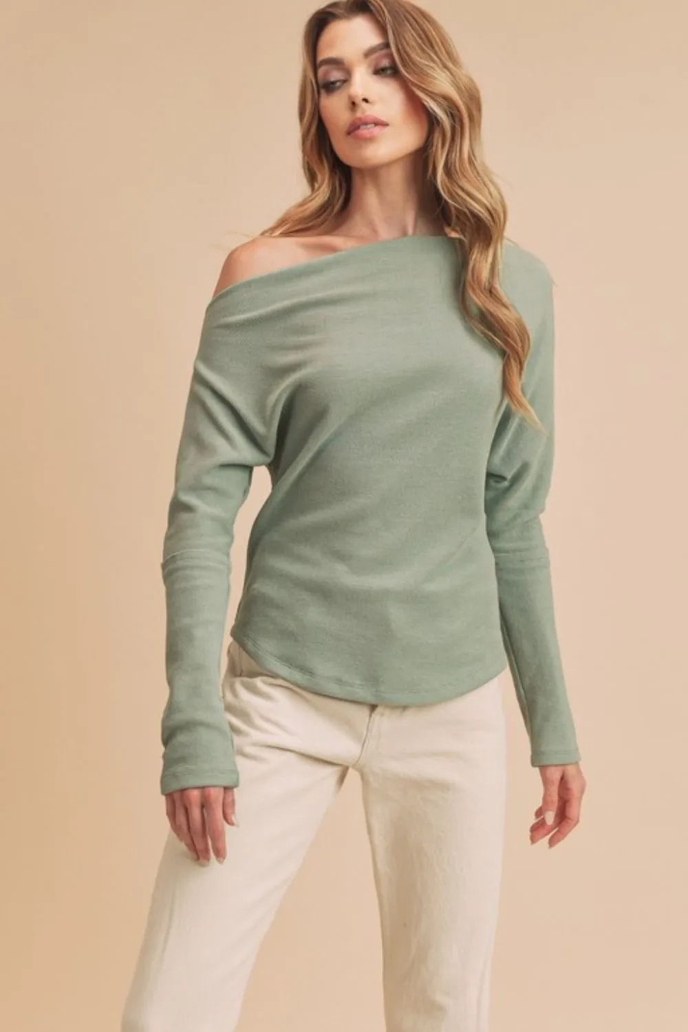 Aemi   Co One Shoulder Long Sleeve Knit Top