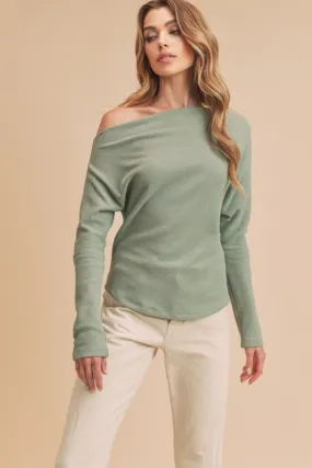 Aemi   Co One Shoulder Long Sleeve Knit Top