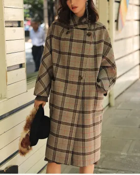 ARTKA LONG LINE CHECK HOODED COAT WITH PATCHED POCKET