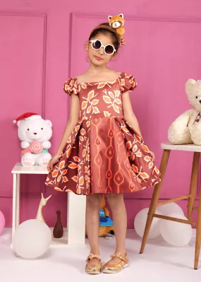 Autumn Glow Puff Sleeve Dress