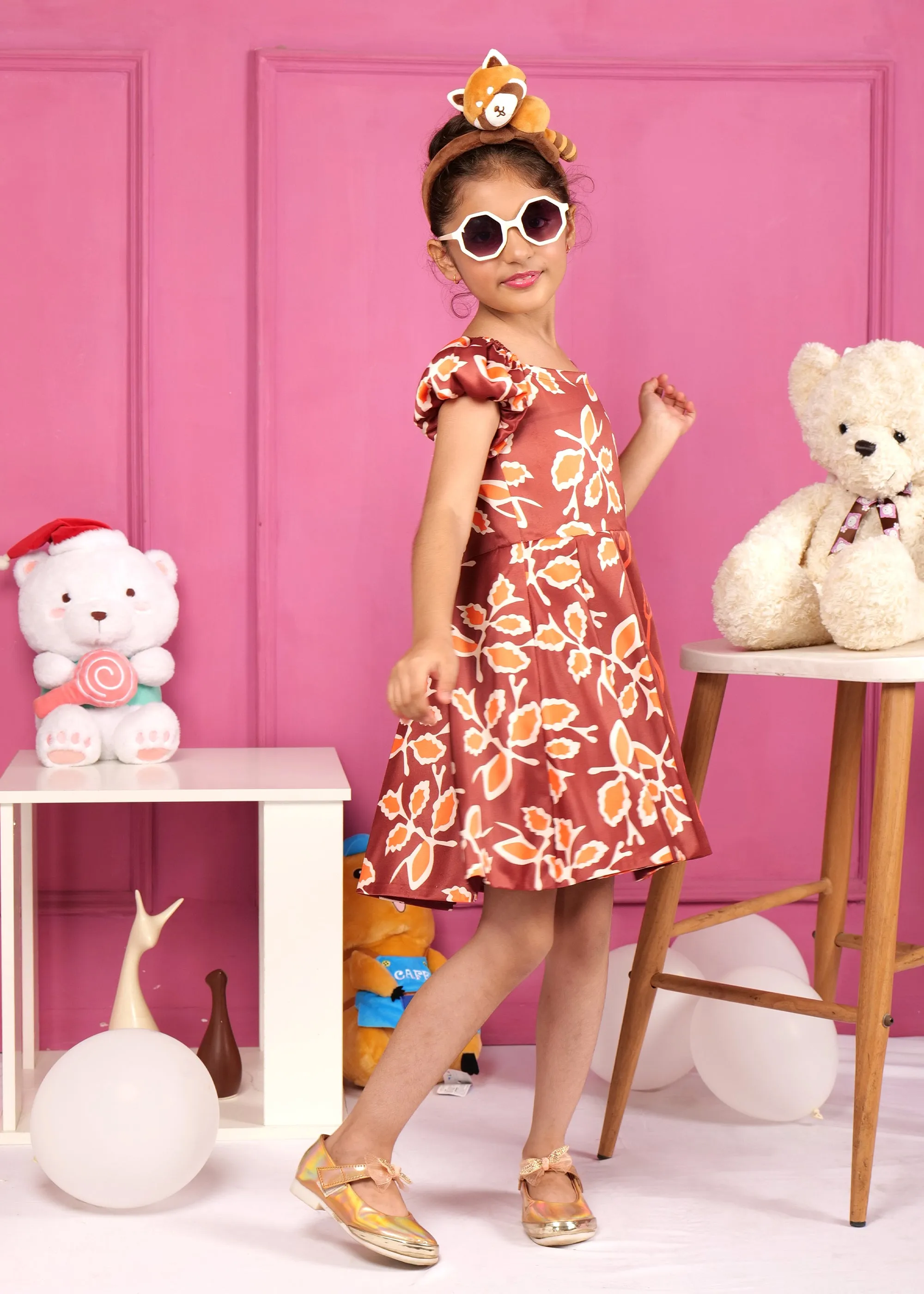 Autumn Glow Puff Sleeve Dress