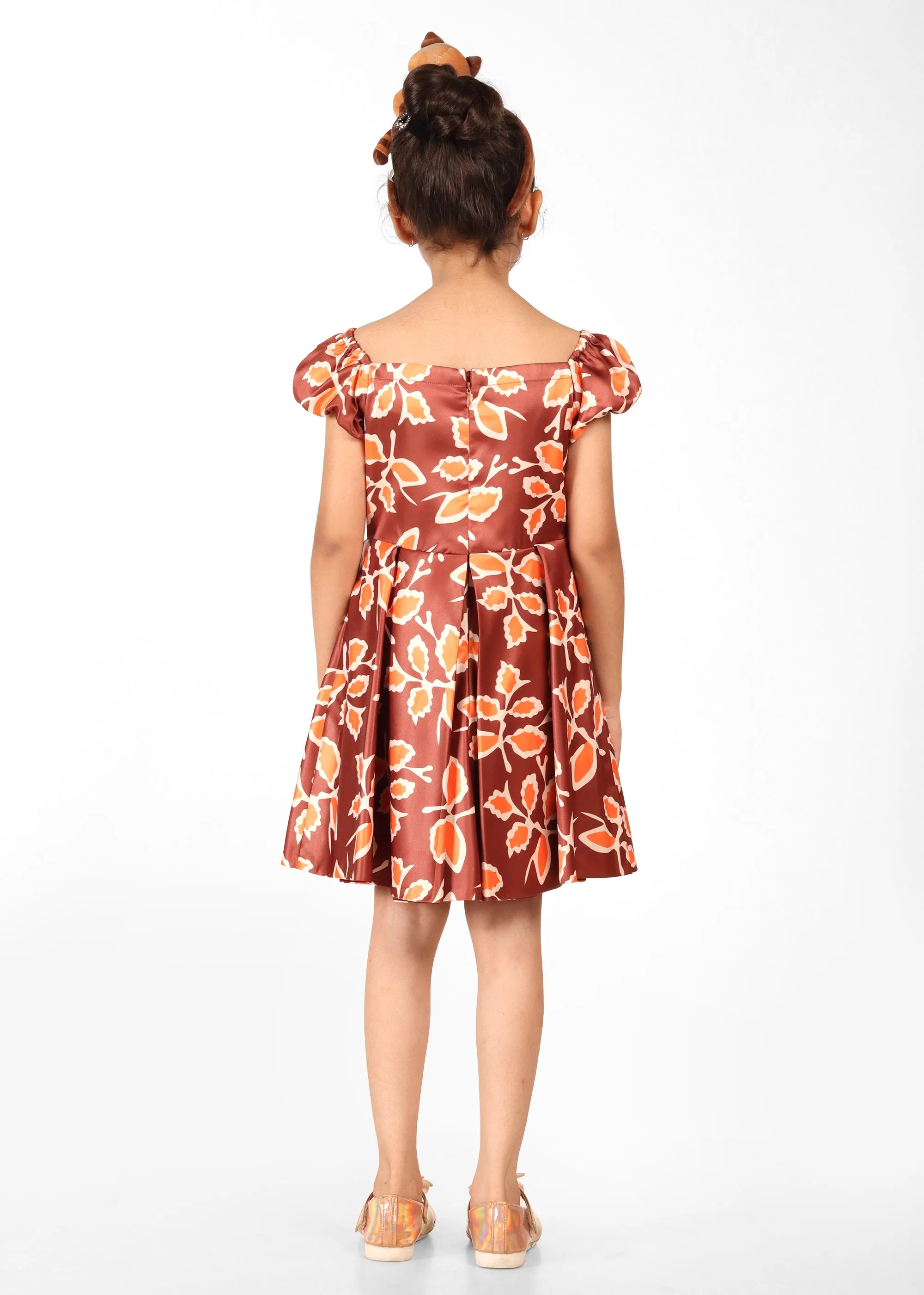 Autumn Glow Puff Sleeve Dress
