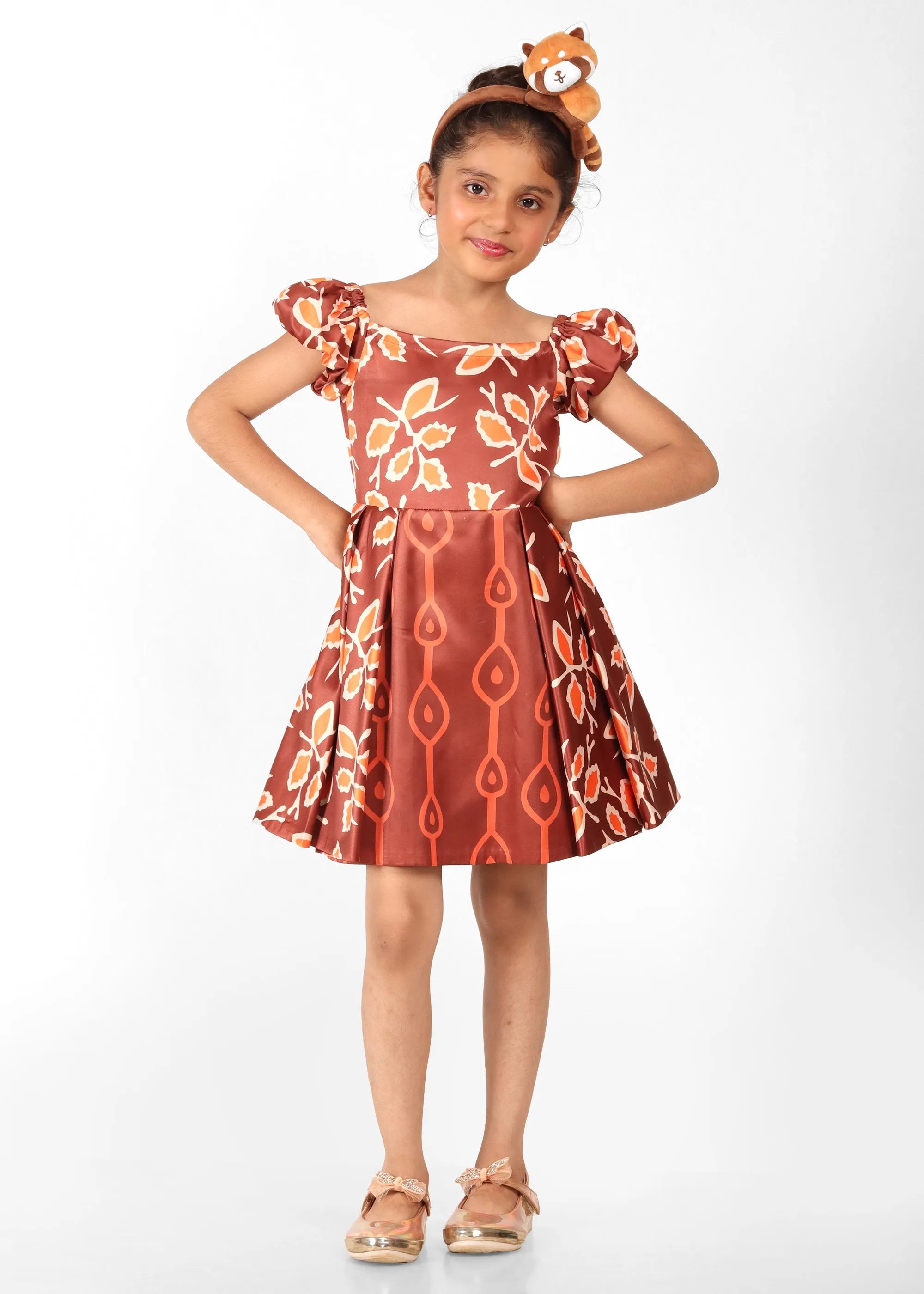Autumn Glow Puff Sleeve Dress