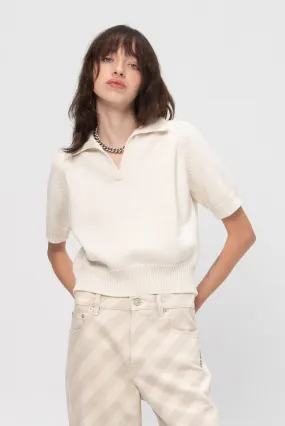 Aviana Polo Cotton Top, Off White