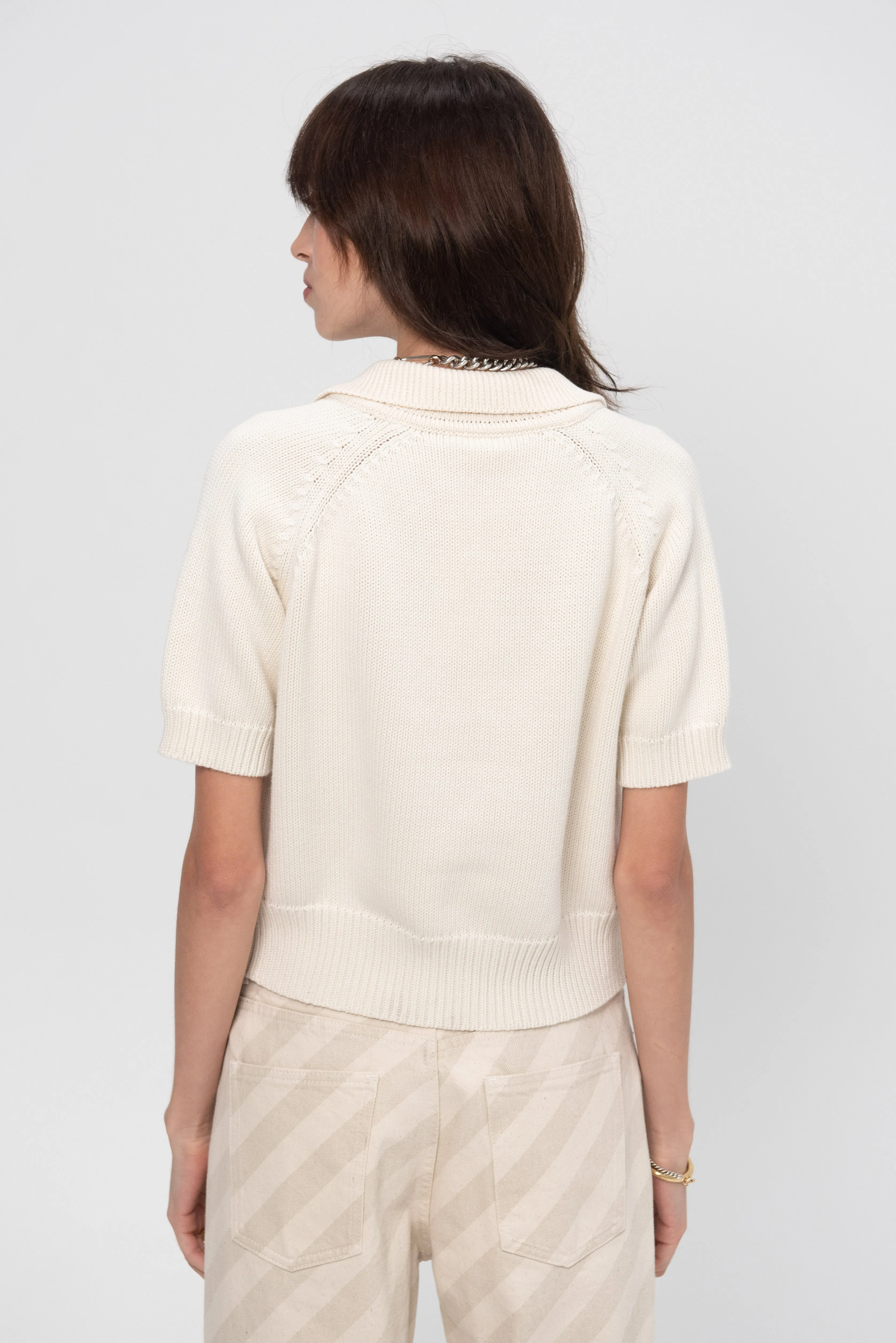 Aviana Polo Cotton Top, Off White