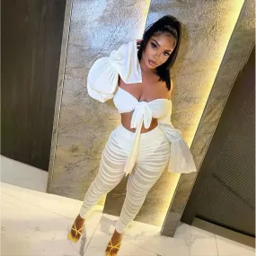 Bell Sleeve Off-neck top