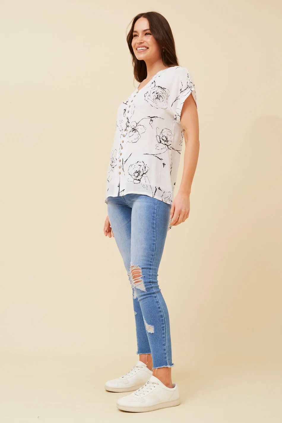 BELLA FLORAL DOUBLE LAYER TOP