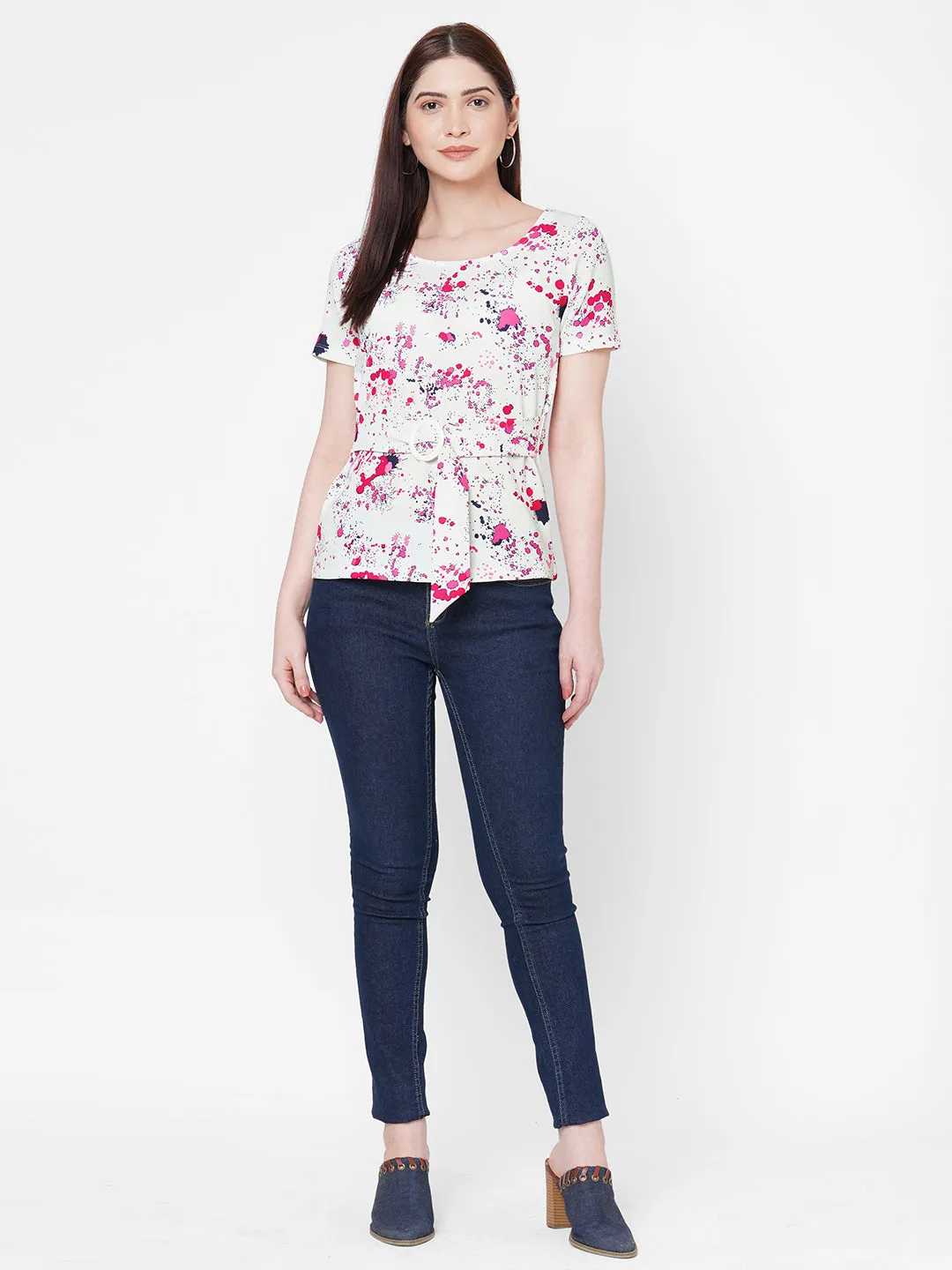 Birch Printed Top With Belt