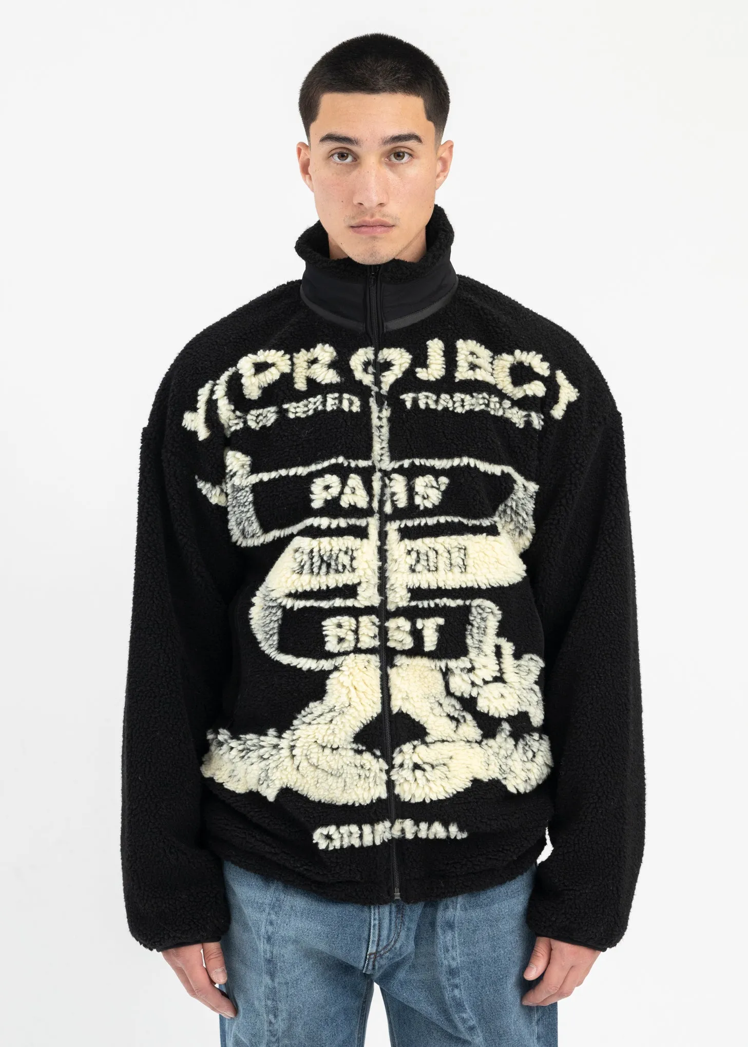 BLACK AND WHITE  PARIS' BEST JACQUARD FLEECE JACKET