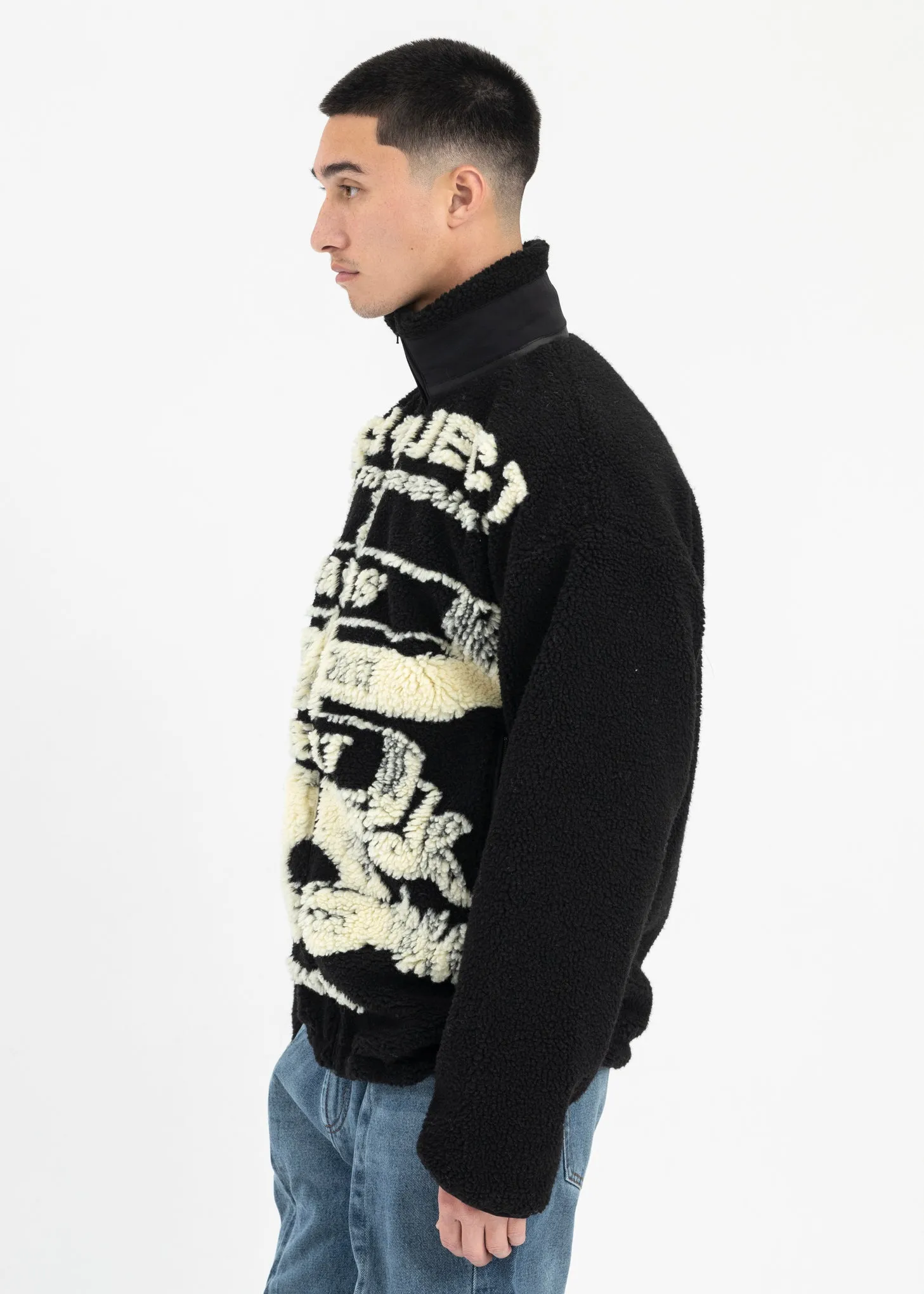BLACK AND WHITE  PARIS' BEST JACQUARD FLEECE JACKET
