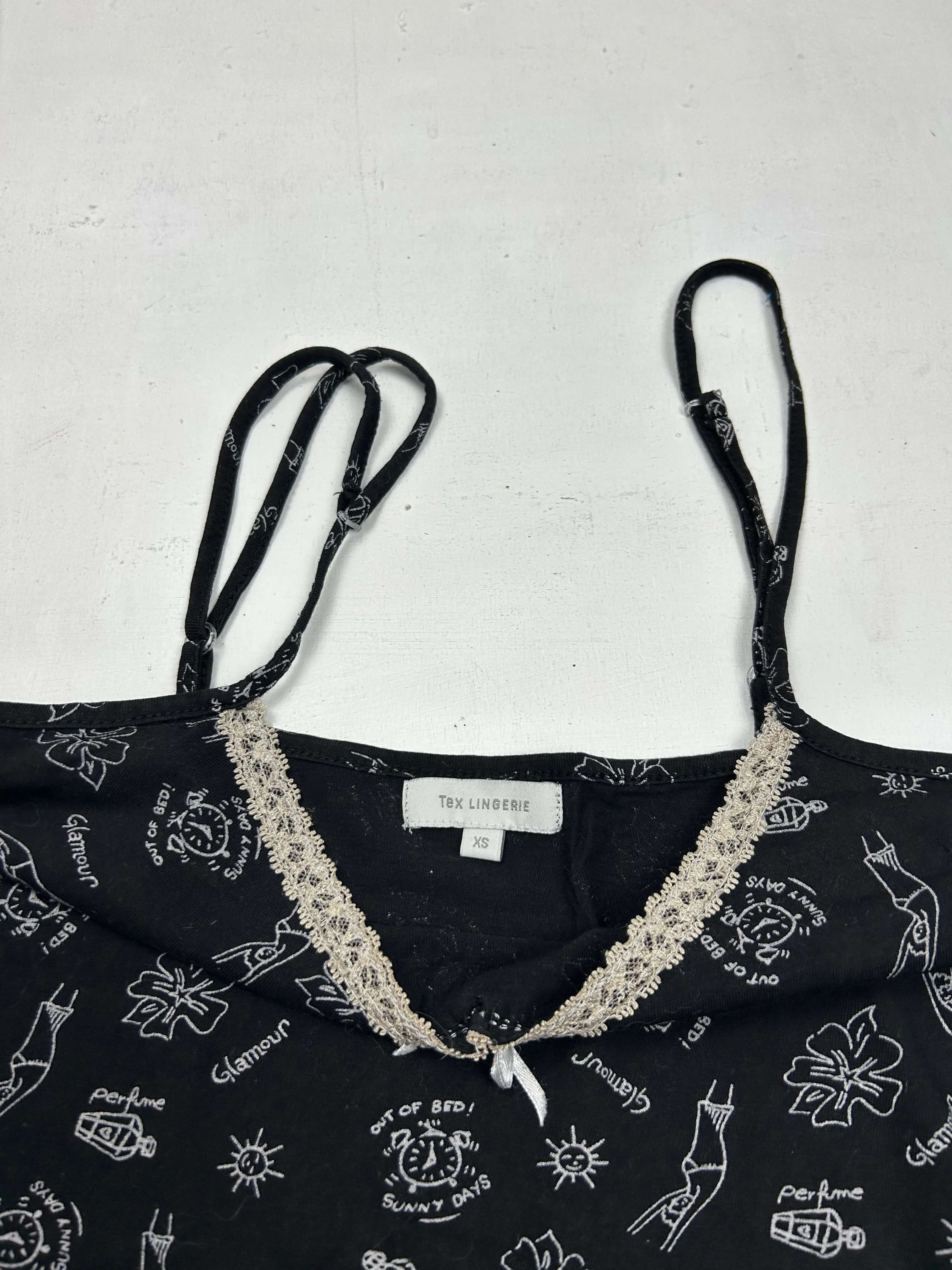 Black graphic print cami  top (XS/S)