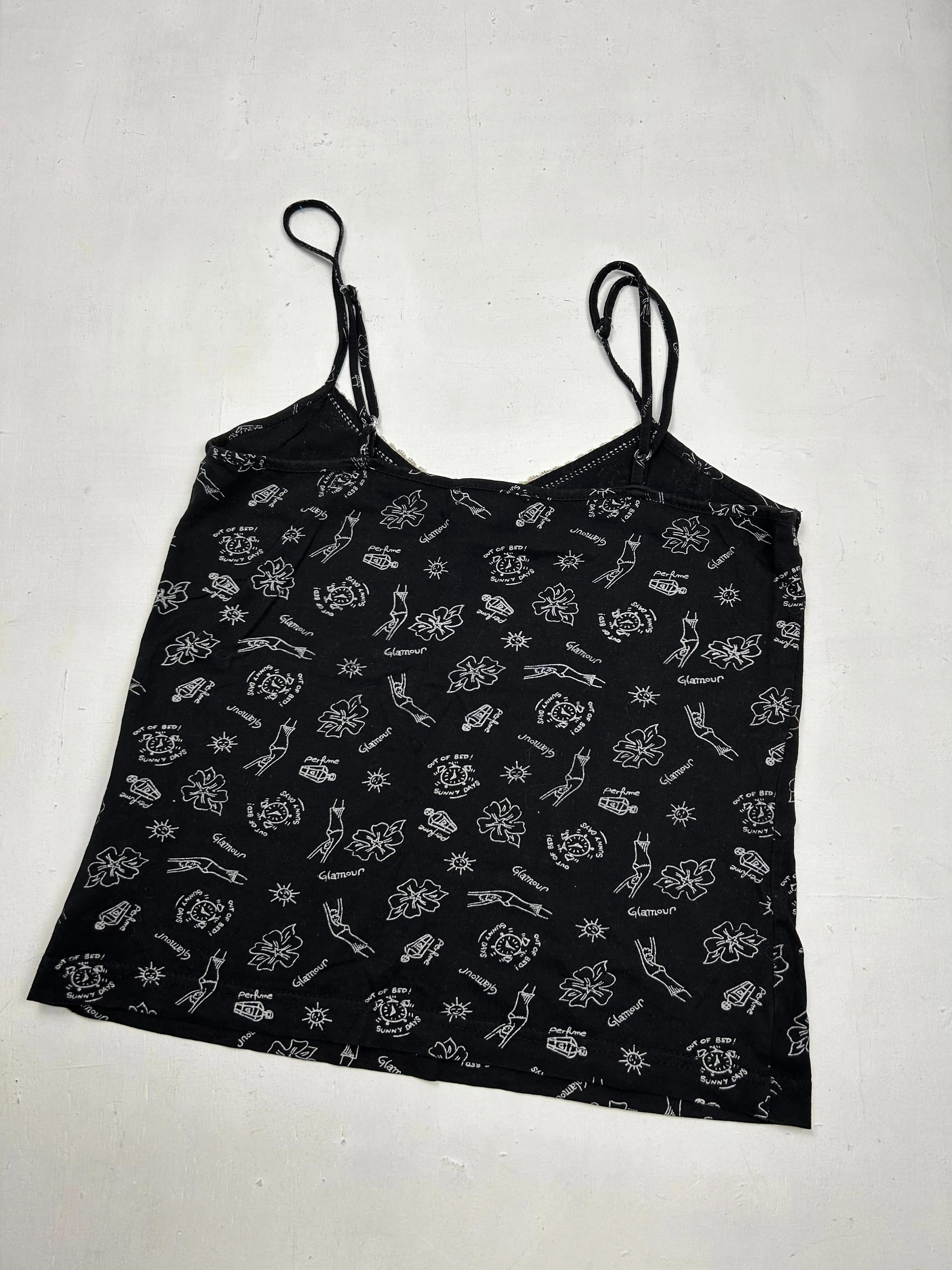 Black graphic print cami  top (XS/S)