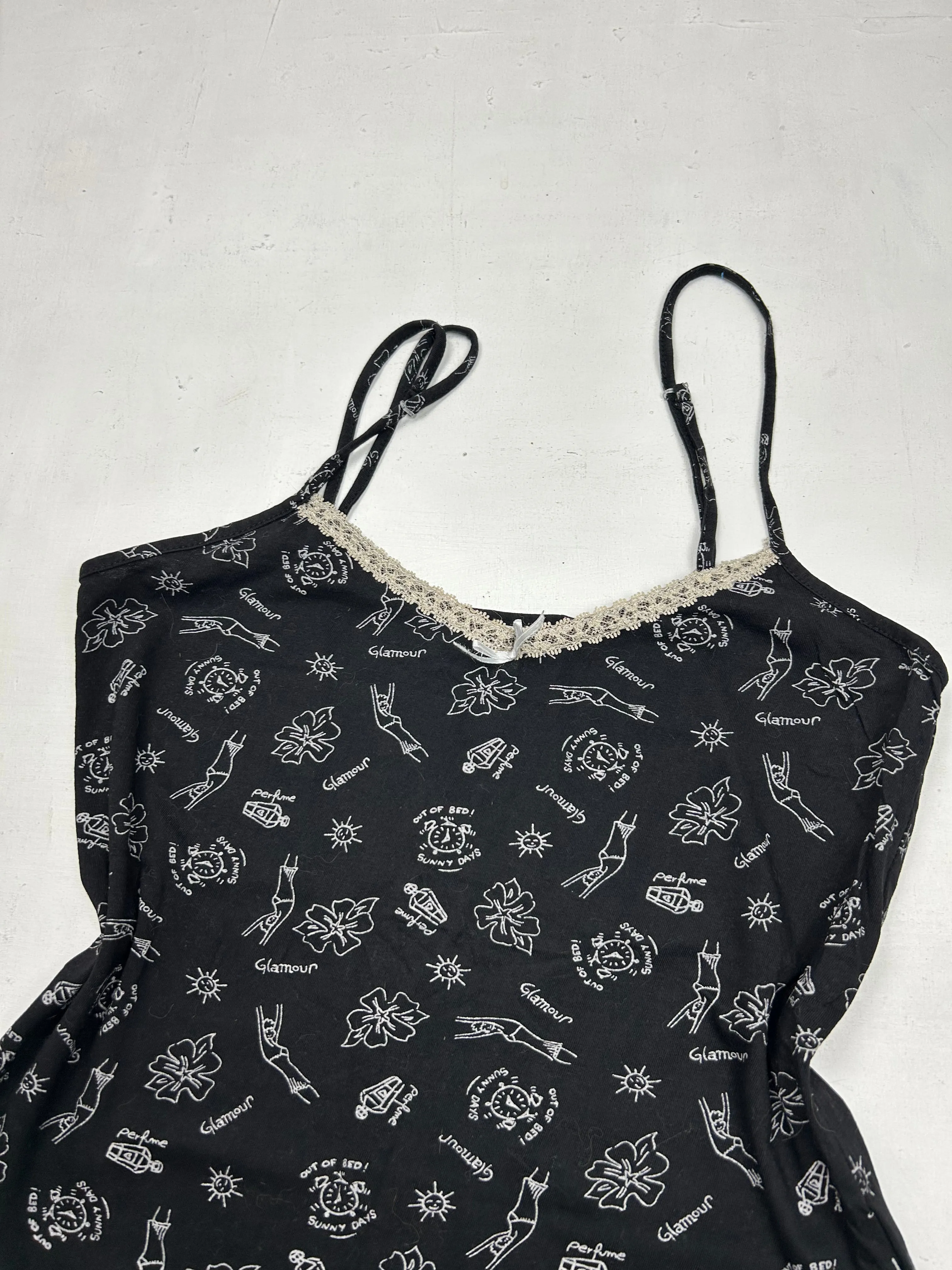 Black graphic print cami  top (XS/S)
