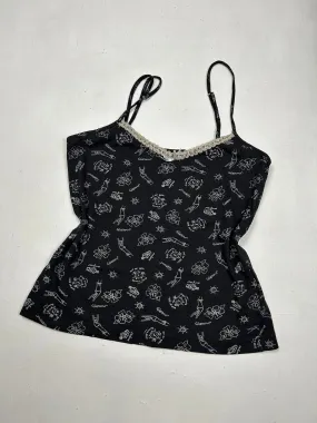 Black graphic print cami  top (XS/S)