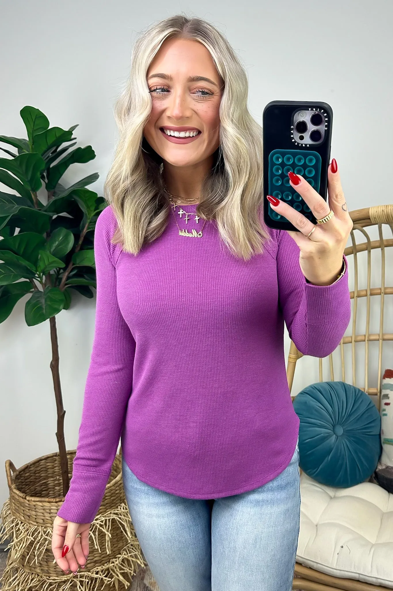 Briallyn Waffle Knit Raglan Top - FINAL SALE