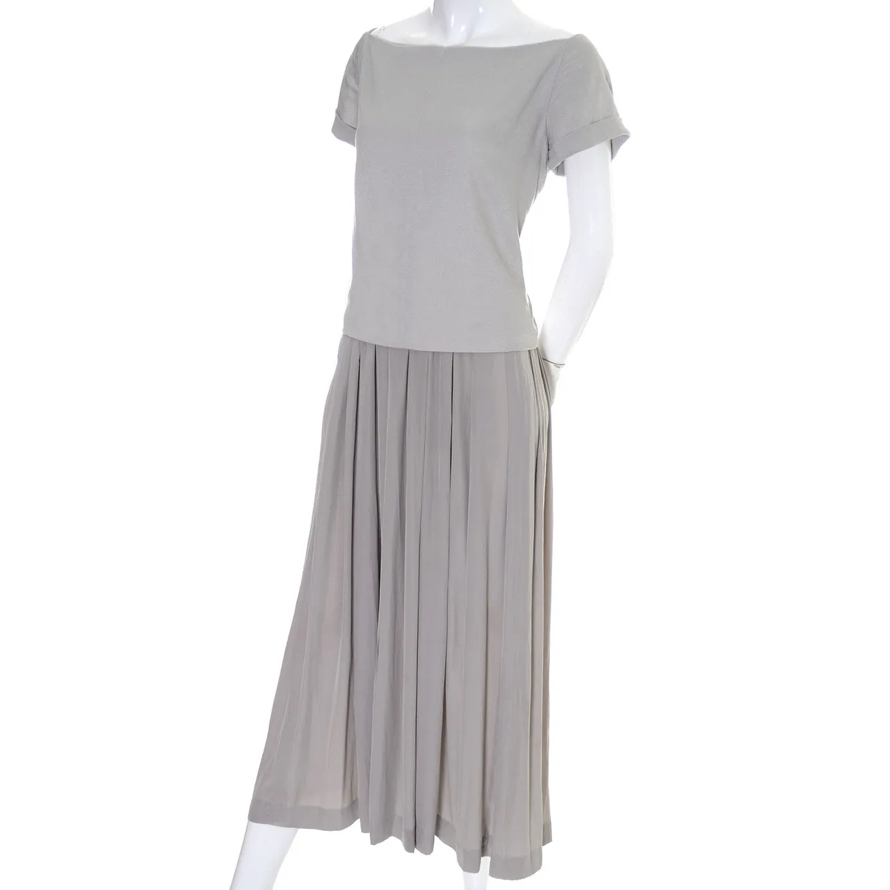 Cacharel Aeffe Spa Vintage Dress Neutral Beige Taupe Size 4