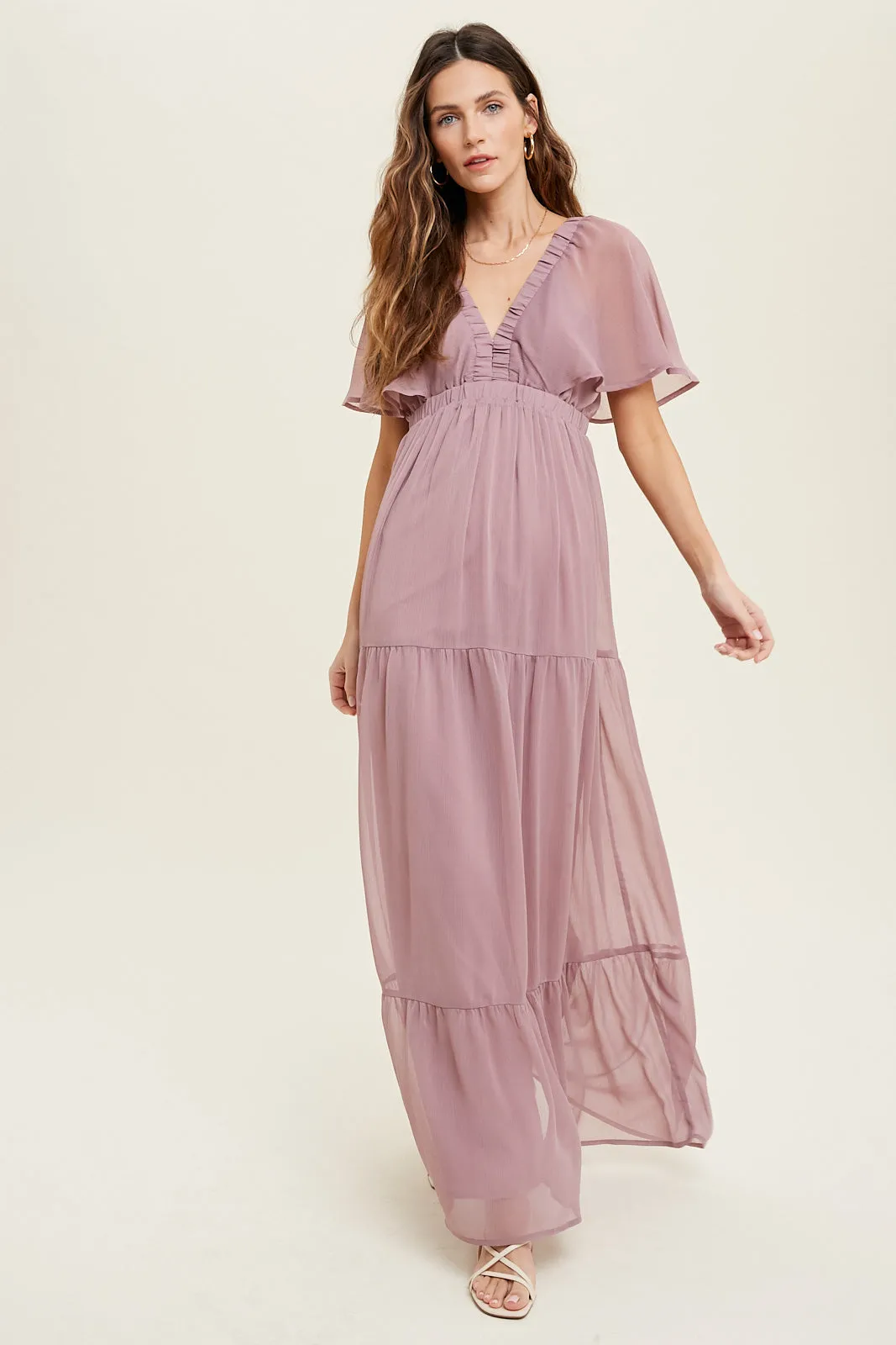 Chiffon Maxi Dress | Mauve