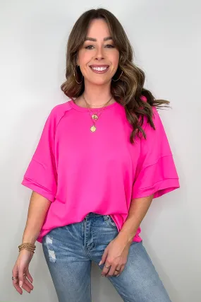 Chill Out Terry Knit Raw Edge Relaxed Top