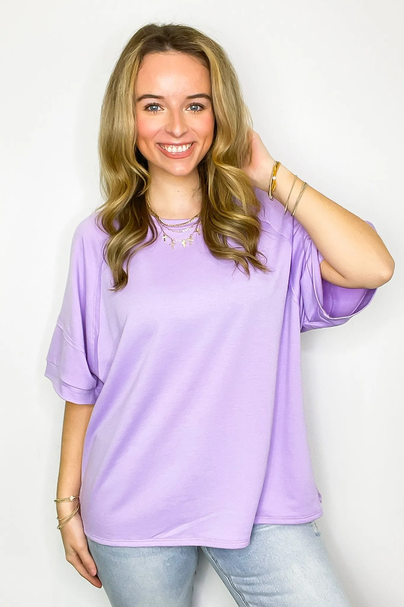 Chill Out Terry Knit Raw Edge Relaxed Top
