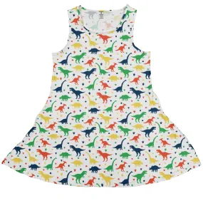 Colorful Dinosaur Silhouettes White Dress