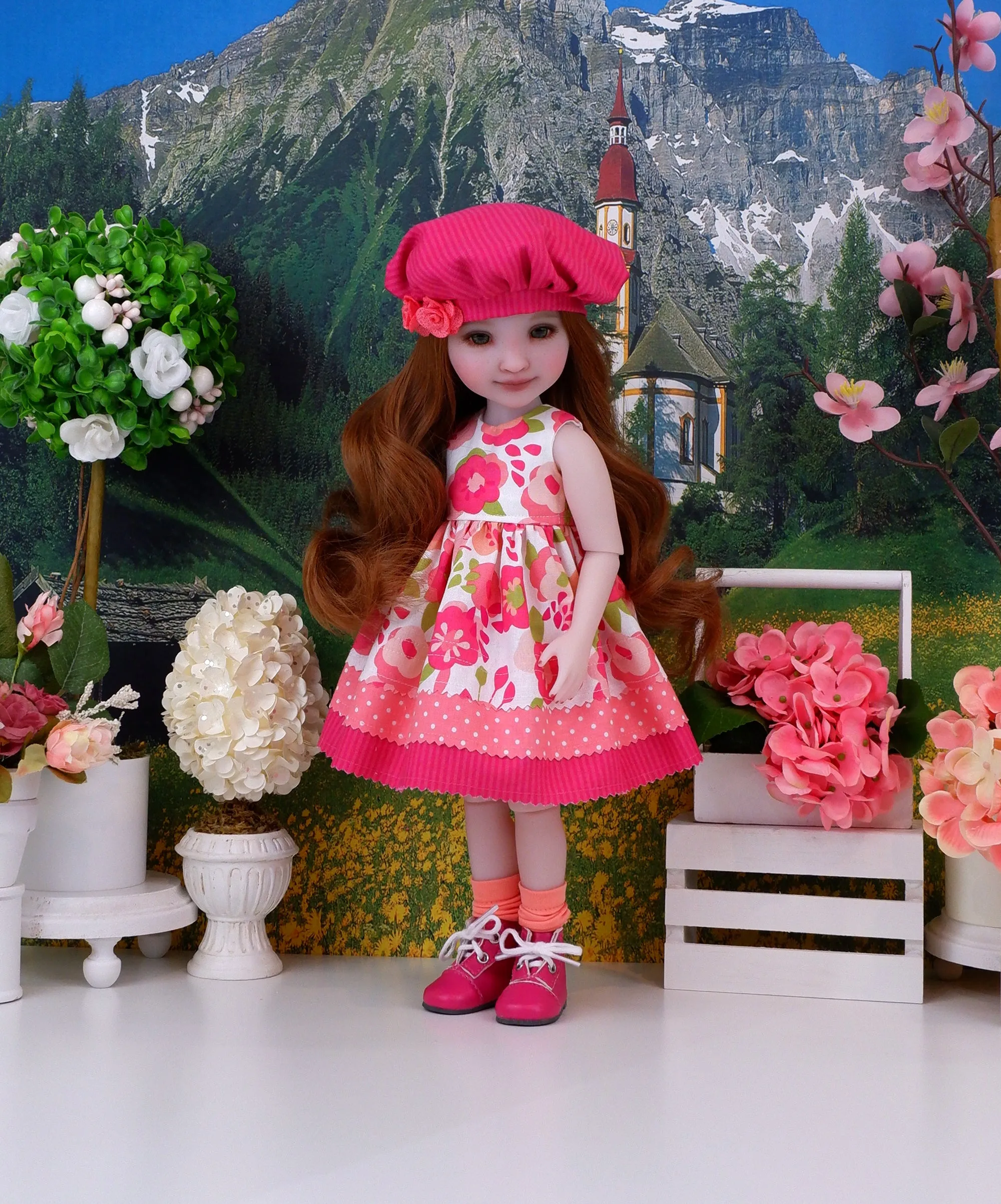 Coral Poppy - dress with boots for Ruby Red Fashion Friends doll