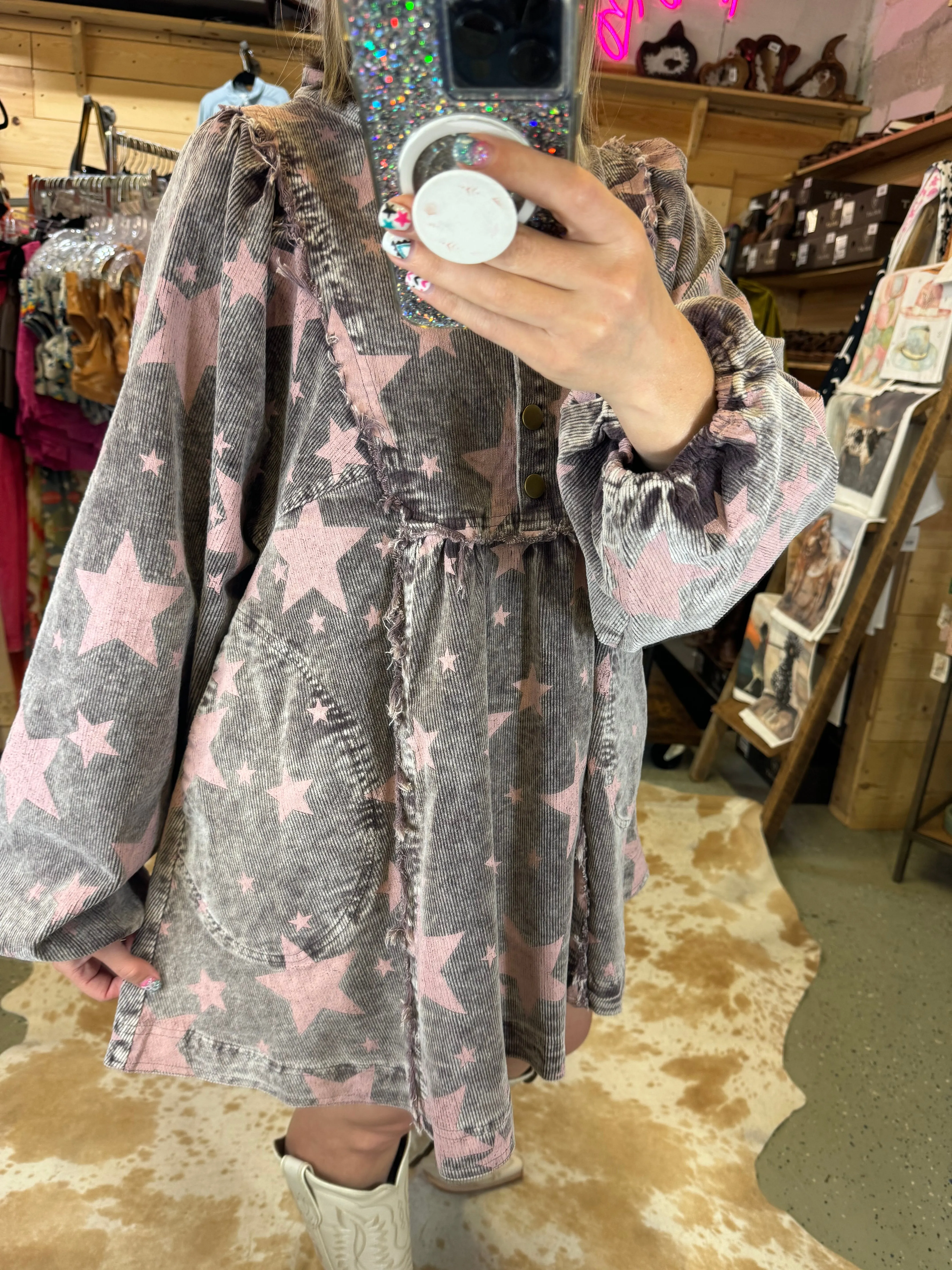 Corduroy Babydoll Star Dress