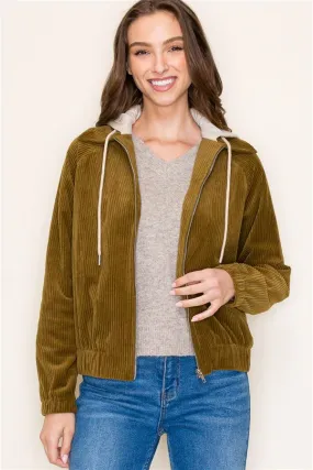 Corduroy Jacket with Contrast Hoodie