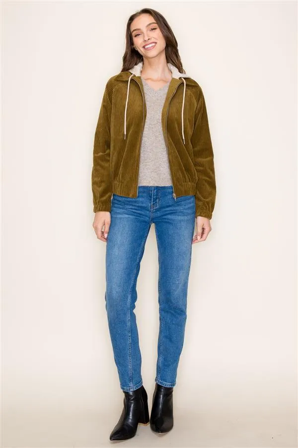 Corduroy Jacket with Contrast Hoodie