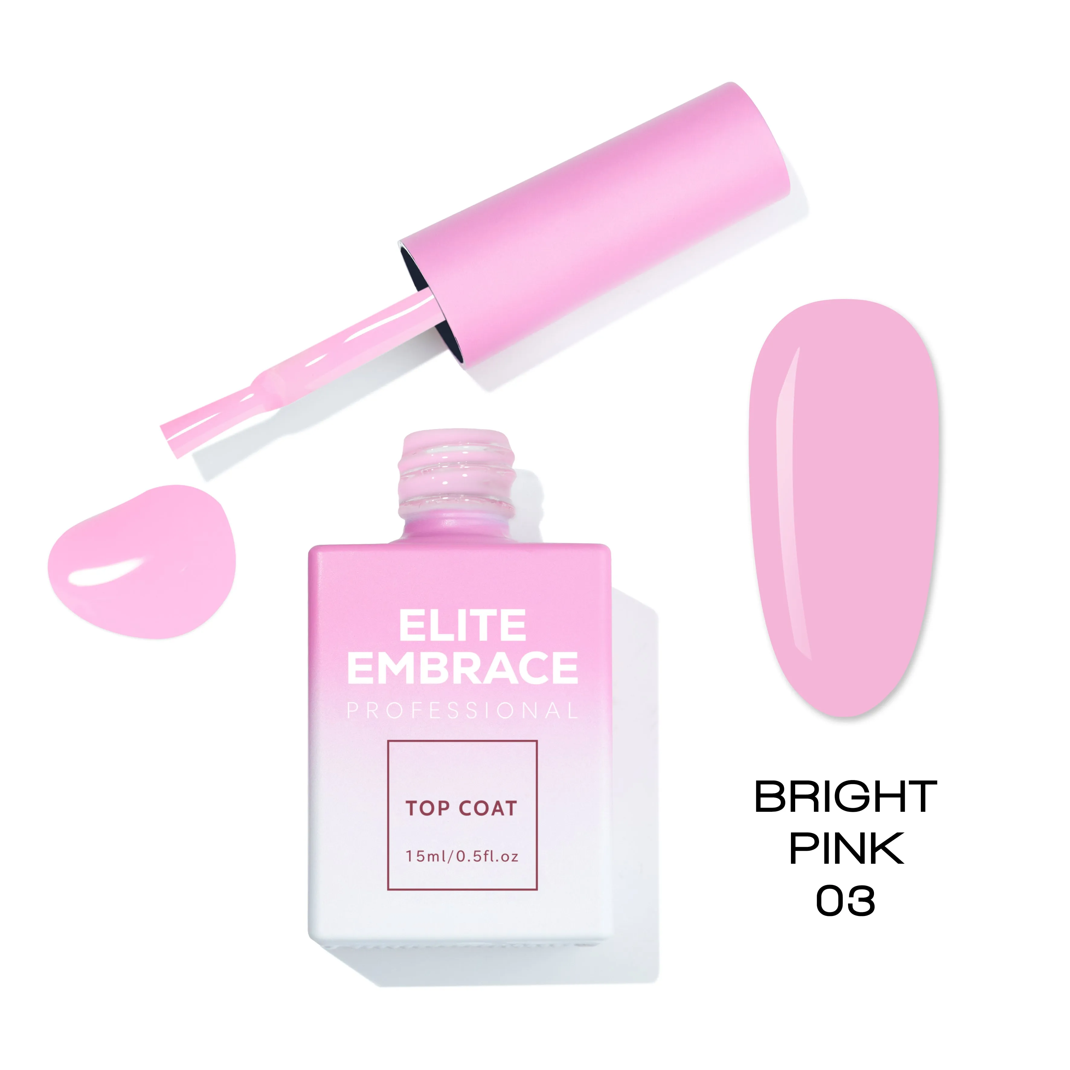 ELITE EMBRACE Professional Top Coat 03 Bright Pink 15ml ETBP0315