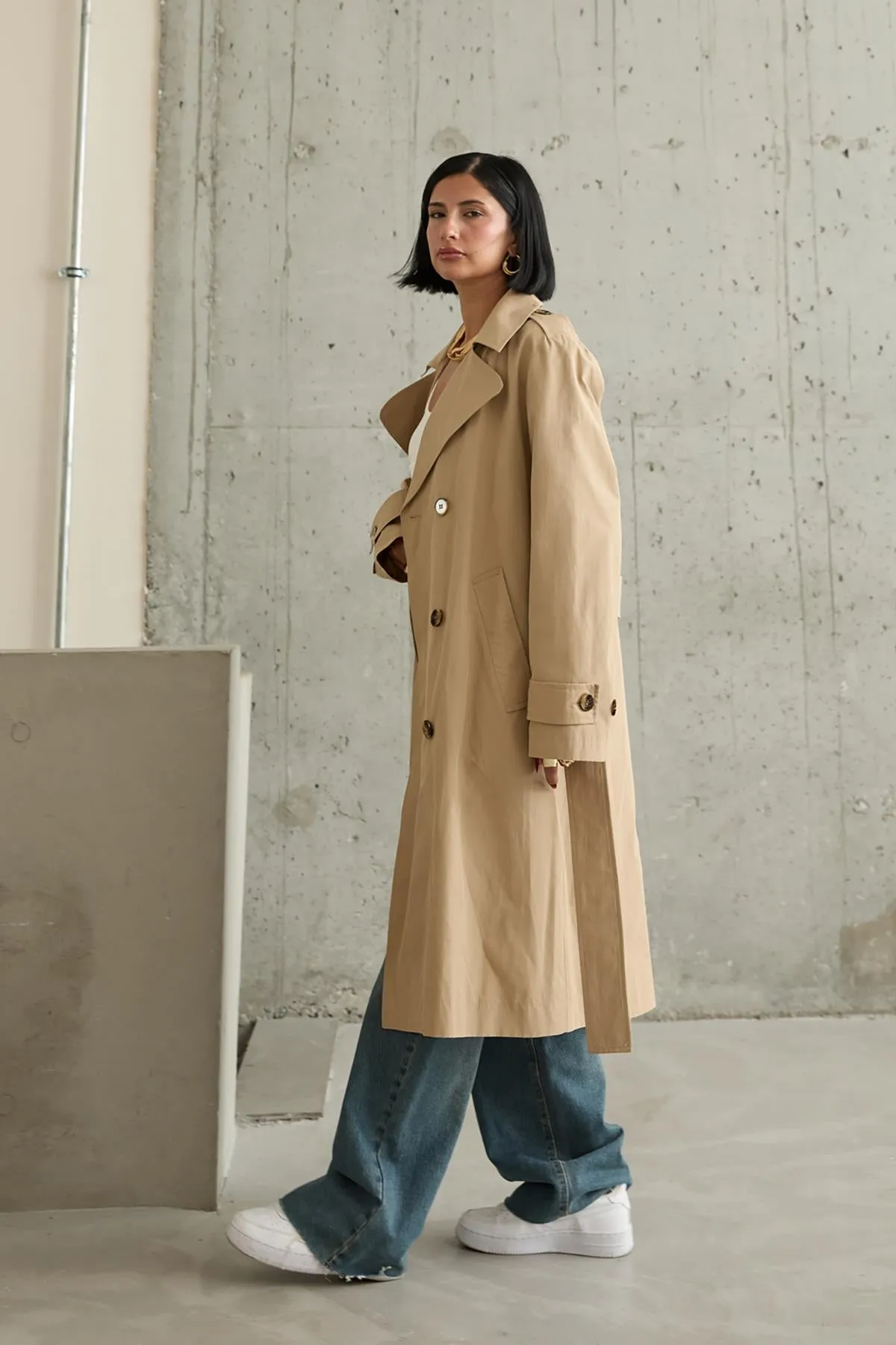 ELS Long Belted Trench Coat - Camel - Soest