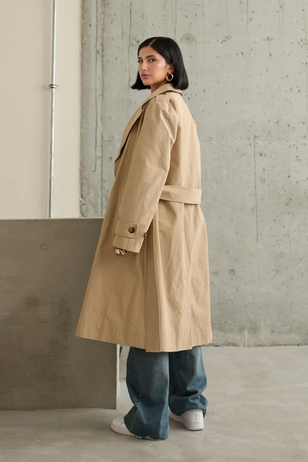 ELS Long Belted Trench Coat - Camel - Soest