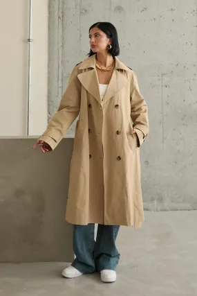 ELS Long Belted Trench Coat - Camel - Soest