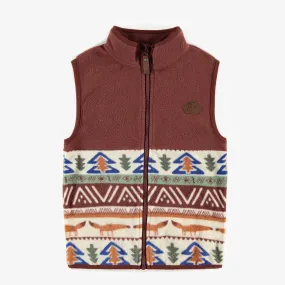 Fleece Patterned Vest Jacket