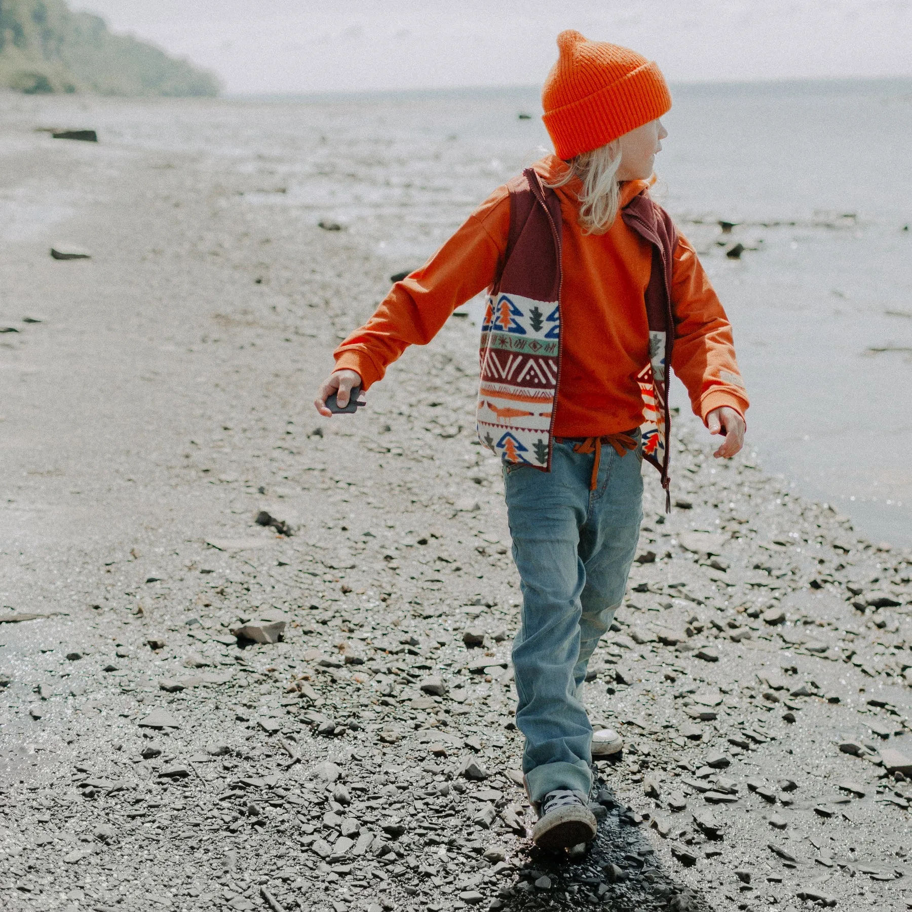 Fleece Patterned Vest Jacket