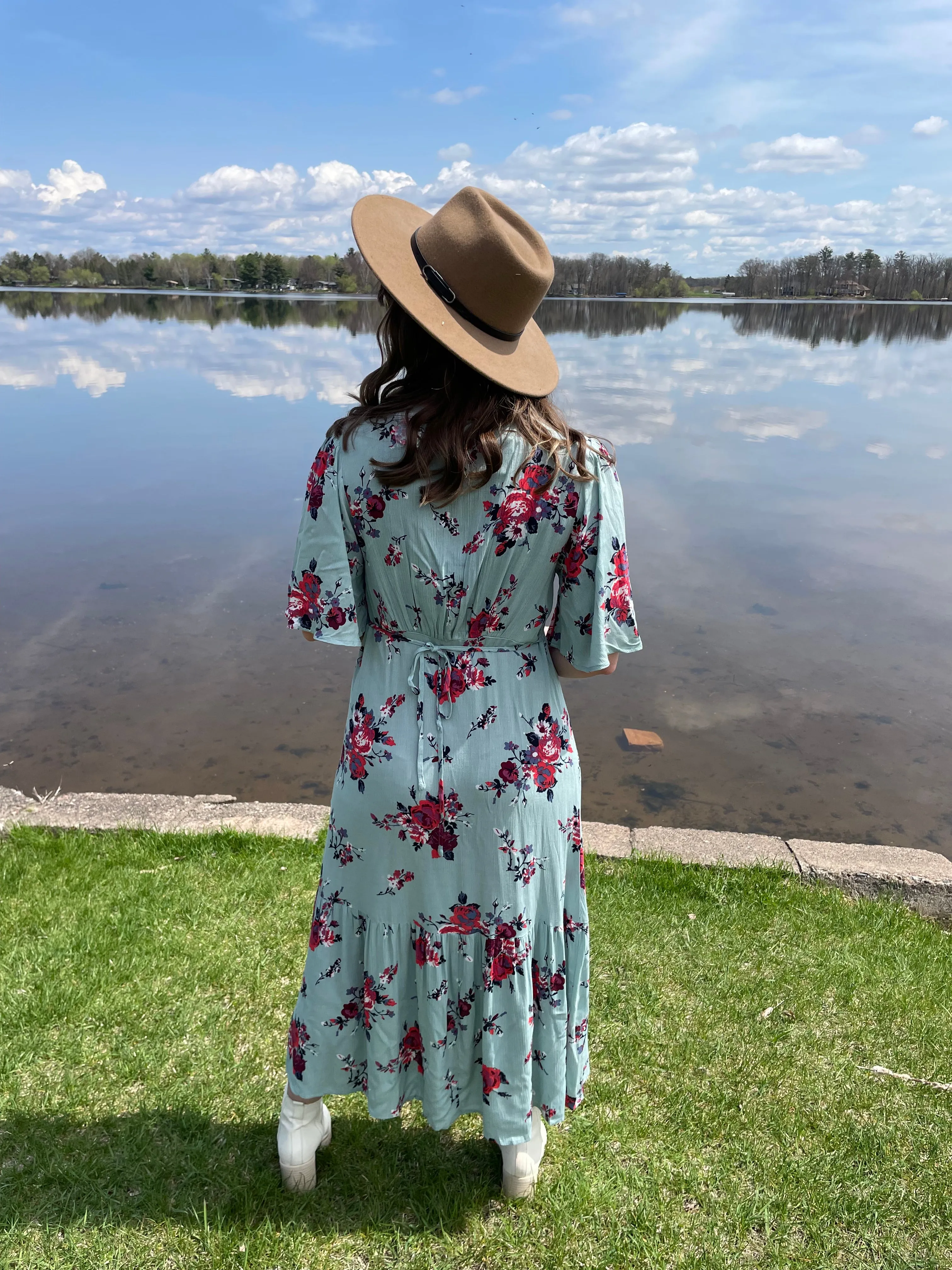 Front Button Down Floral Pattern Dress