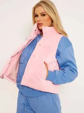 Gabi PU Flex Padded Gilet In Pink