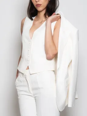 Gilet con Scollo a V Panna