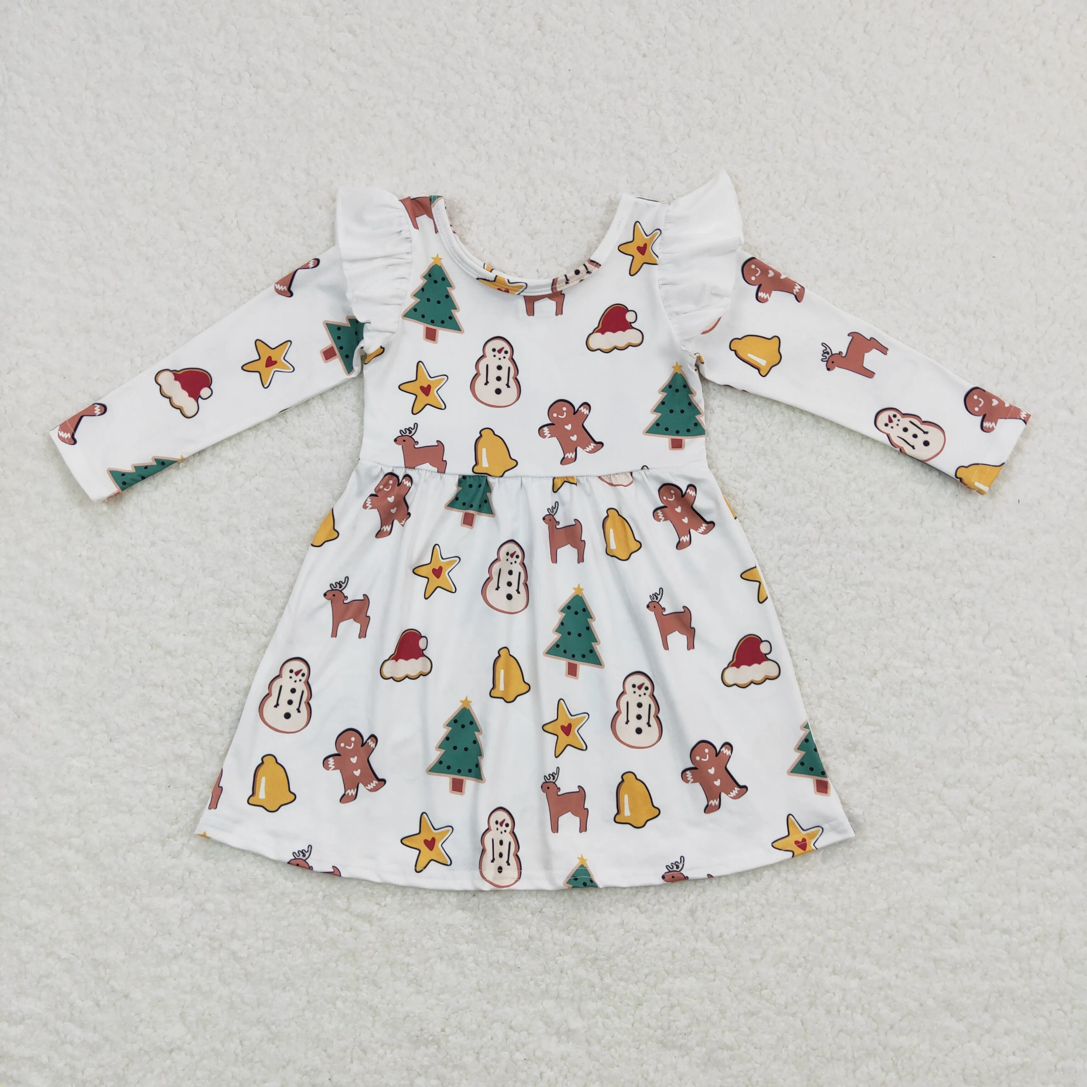 GLD0442 baby girl gingerbread man deer Christmas  winter long sleeve