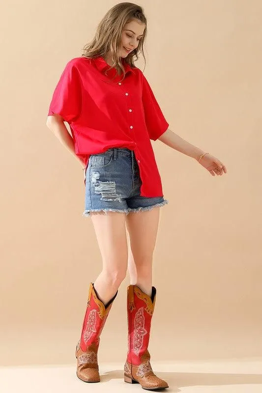 GLOSSY SHORT SLEEVE SHIRT