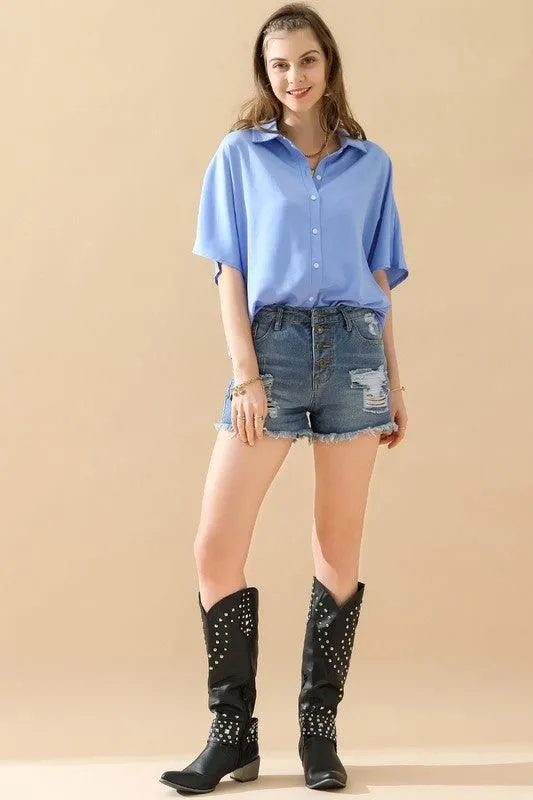 GLOSSY SHORT SLEEVE SHIRT